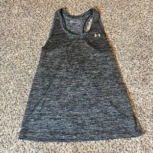 Under Armour Woman Racerback Tank Top Athletic‎ Workout Fitness Gray BlackMD